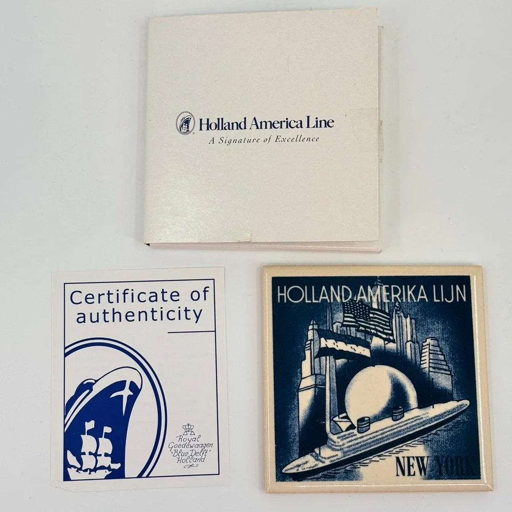 Royal Goedewaagen Coasters Blue Holland America Line Delft Tile Set